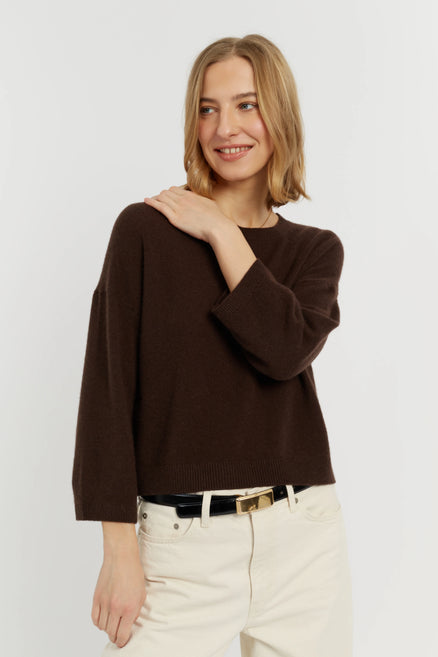 Chocolate Cloud Cashmere Cropped Sweater