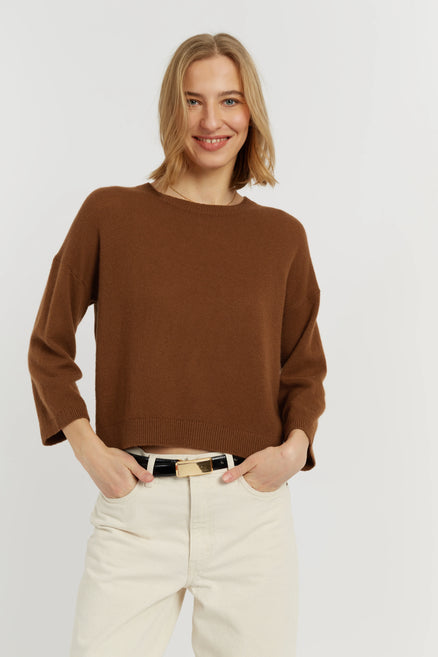 Toffee Cloud Cashmere Cropped Sweater