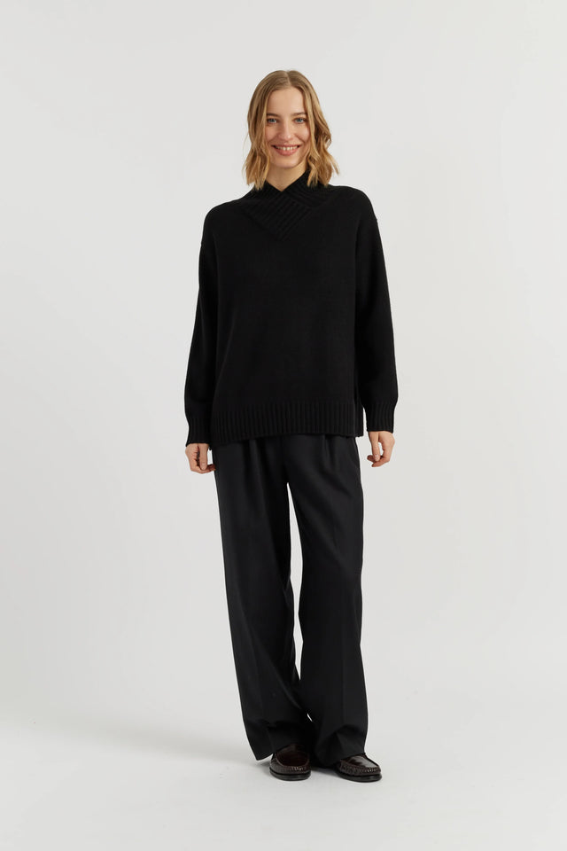 Black Pure Cashmere Soft Wrap Sweater image 2