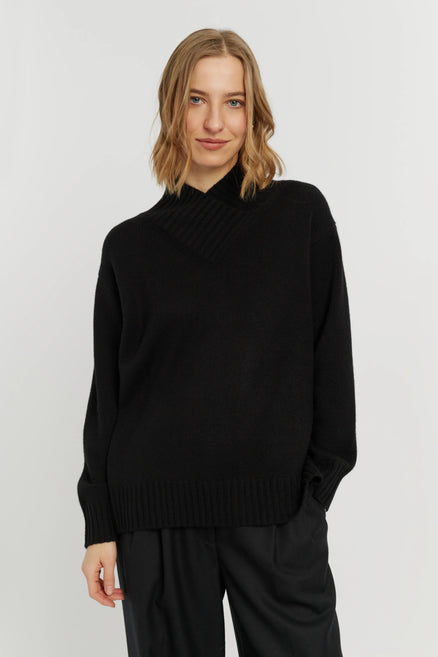 Black Pure Cashmere Soft Wrap Sweater
