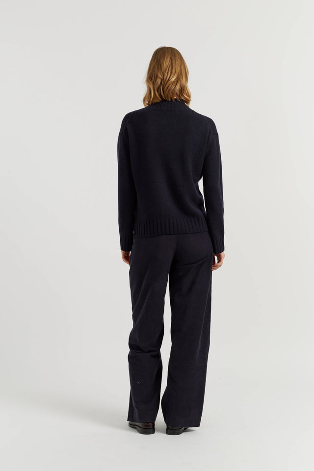 Navy Pure Cashmere Funnel Neck Sweater image 3