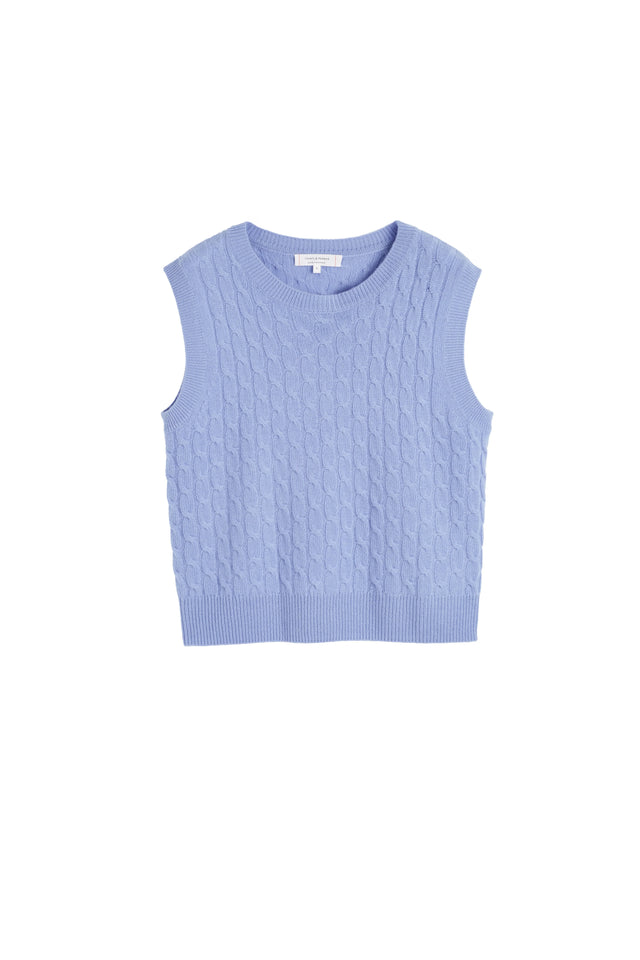 Baby-Blue Pure Cashmere Cabled Tank image 4