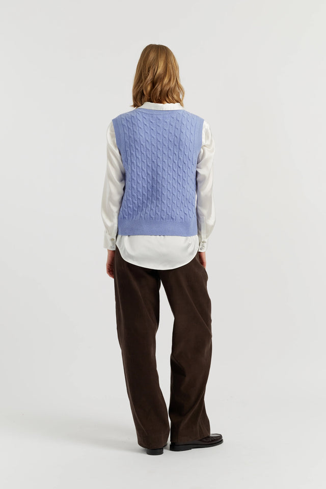 Baby-Blue Pure Cashmere Cabled Tank image 3