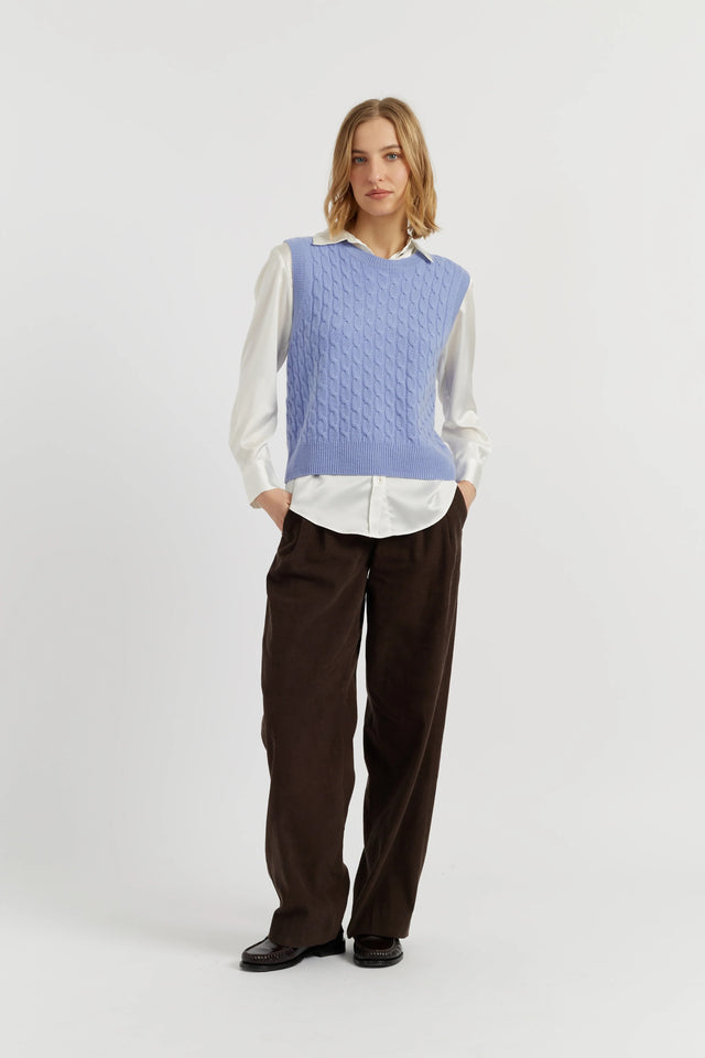 Baby-Blue Pure Cashmere Cabled Tank image 2