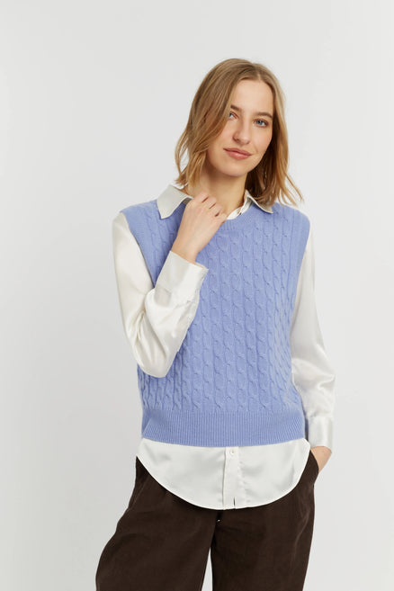 Baby-Blue Pure Cashmere Cabled Tank