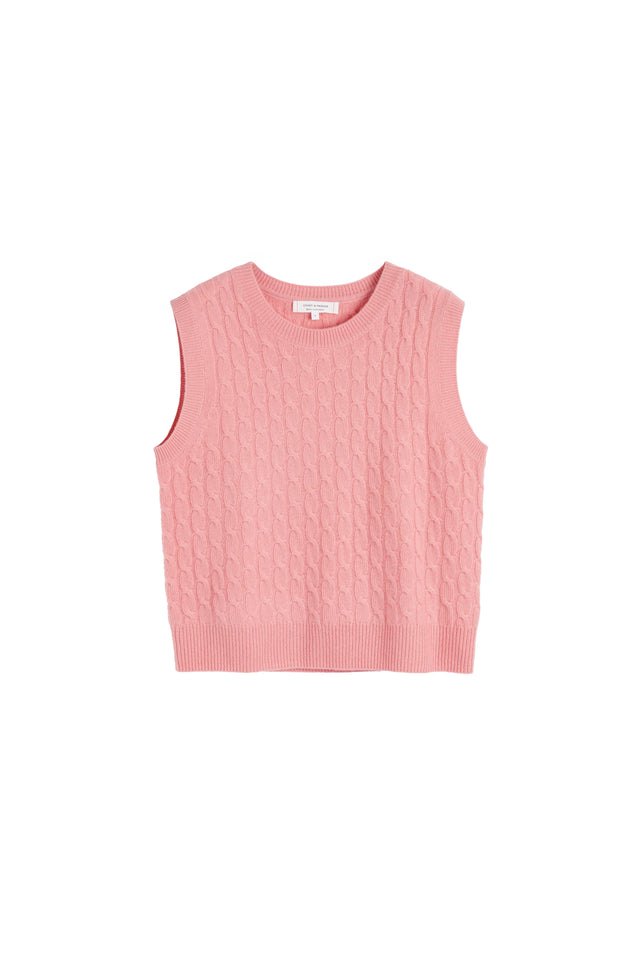 Salmon Pure Cashmere Cabled Tank image 4