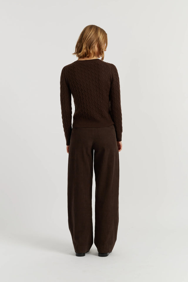 Chocolate Pure Cashmere Cable Sweater image 3