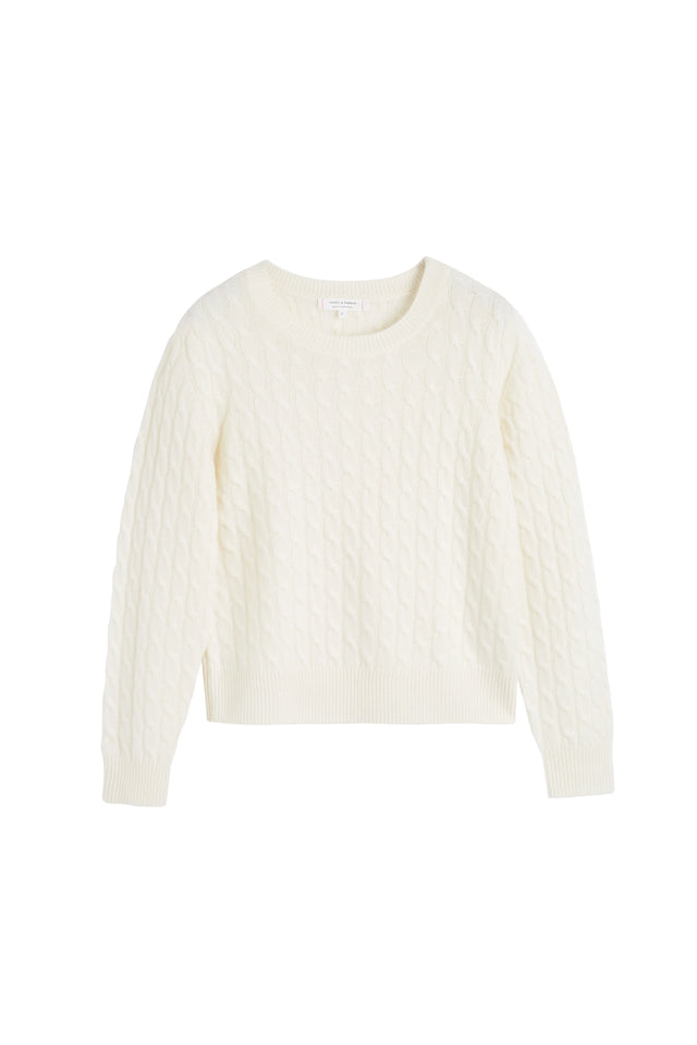 Cream Pure Cashmere Cable Sweater image 4