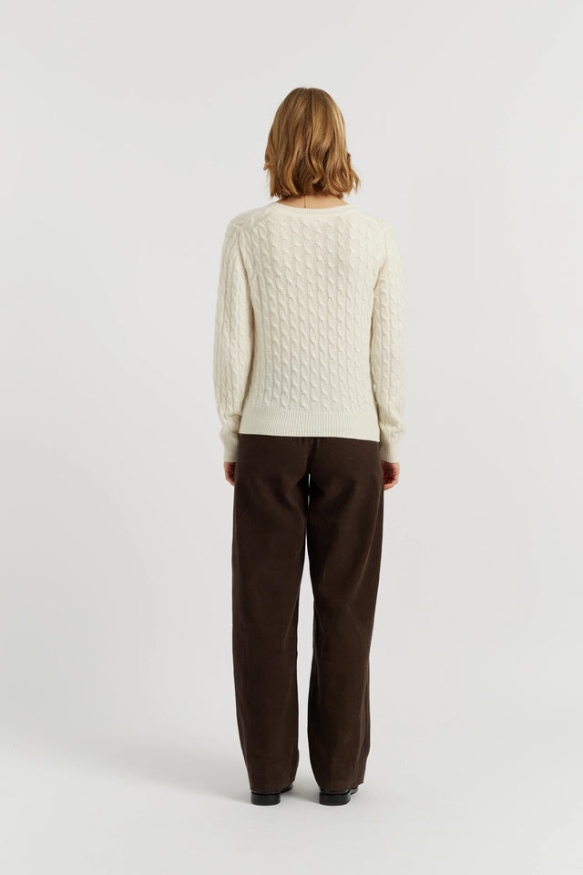 Cream Pure Cashmere Cable Sweater image 3