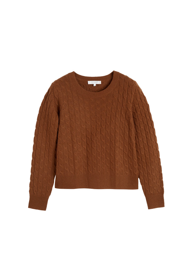 Toffee Pure Cashmere Cable Sweater image 4