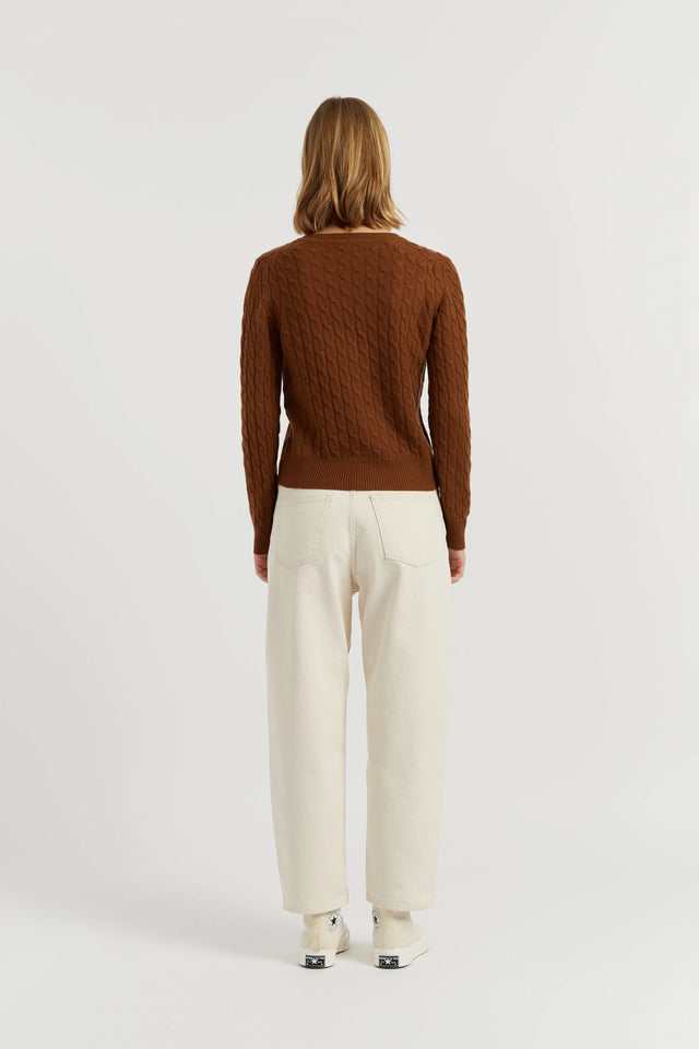 Toffee Pure Cashmere Cable Sweater image 3