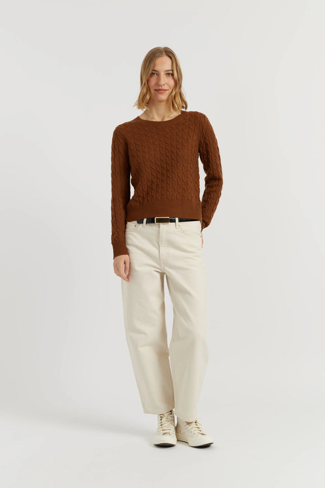 Toffee Pure Cashmere Cable Sweater image 2