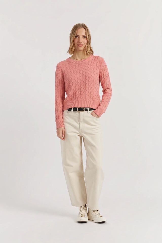 Salmon Pure Cashmere Cable Sweater image 2