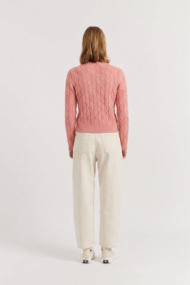 Salmon Pure Cashmere Cable Sweater image 3