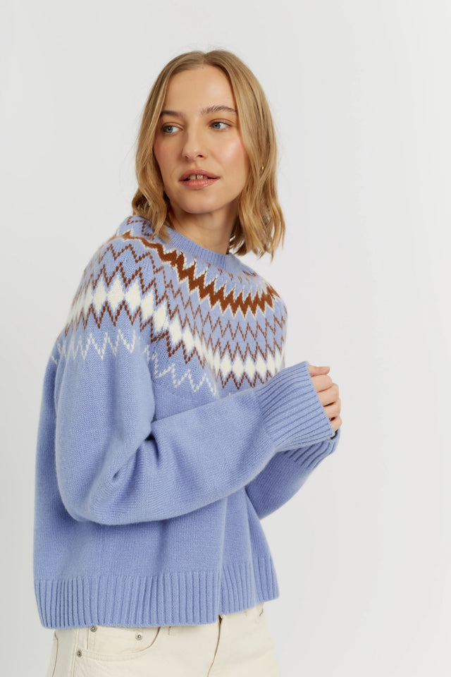 Baby-Blue Wool-Cashmere Fair Isle Sweater image 2