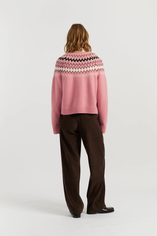 Salmon Wool-Cashmere Fair Isle Sweater image 3