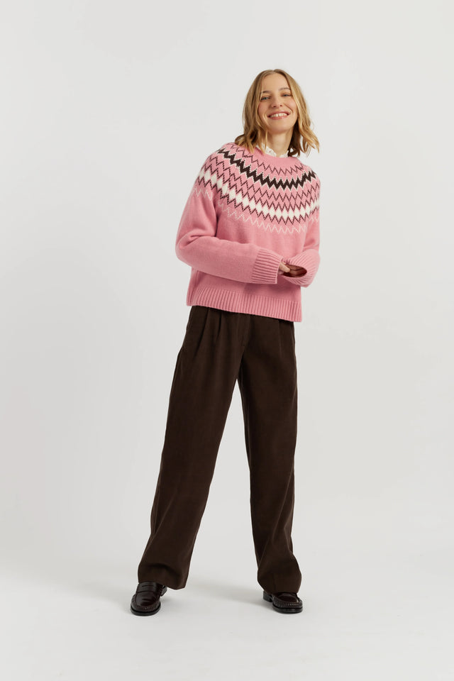 Salmon Wool-Cashmere Fair Isle Sweater image 2