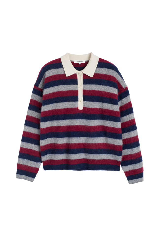 Multi Merino Stripe Polo Top image 4
