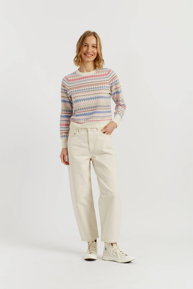 Cream Wool-Cashmere Fair Isle Sweater image 2