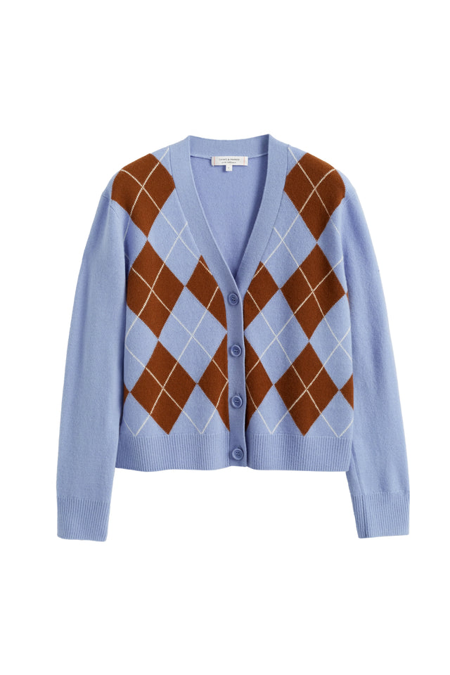 Baby-Blue Wool-Cashmere Diamond Cardigan image 4