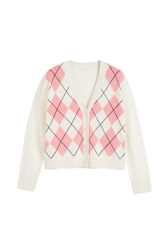 Salmon Wool-Cashmere Diamond Cardigan image 4