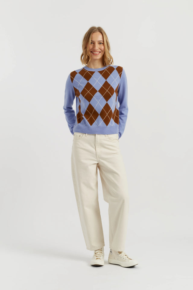 Baby-Blue Wool-Cashmere Diamond Sweater image 2