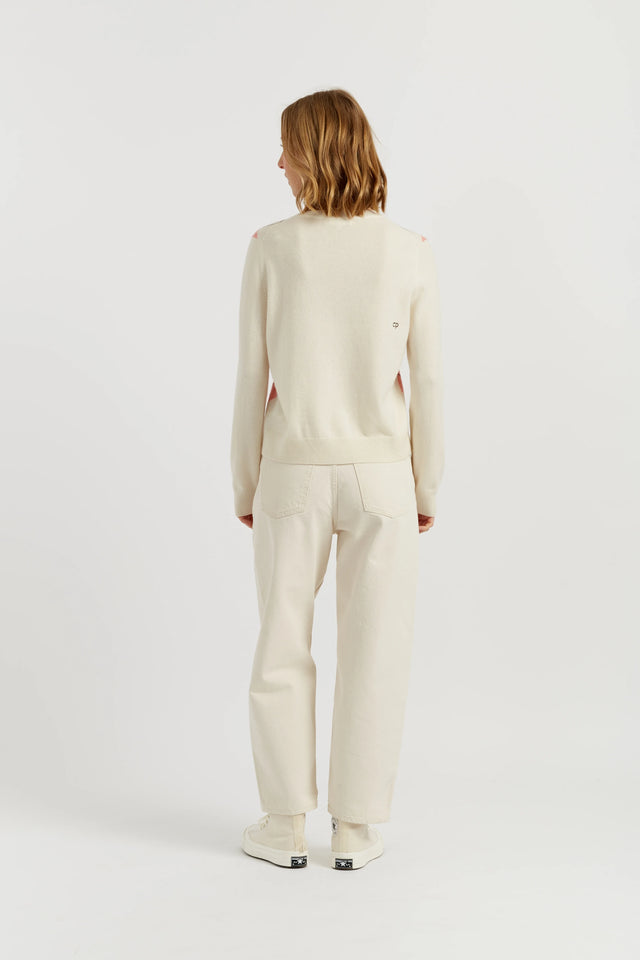Salmon Wool-Cashmere Diamond Sweater image 3