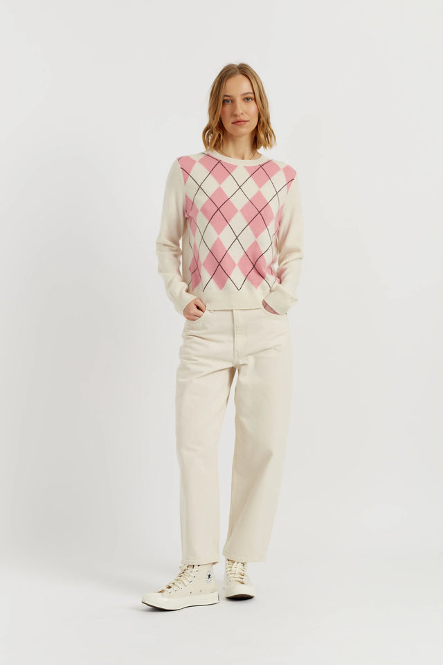 Salmon Wool-Cashmere Diamond Sweater image 2