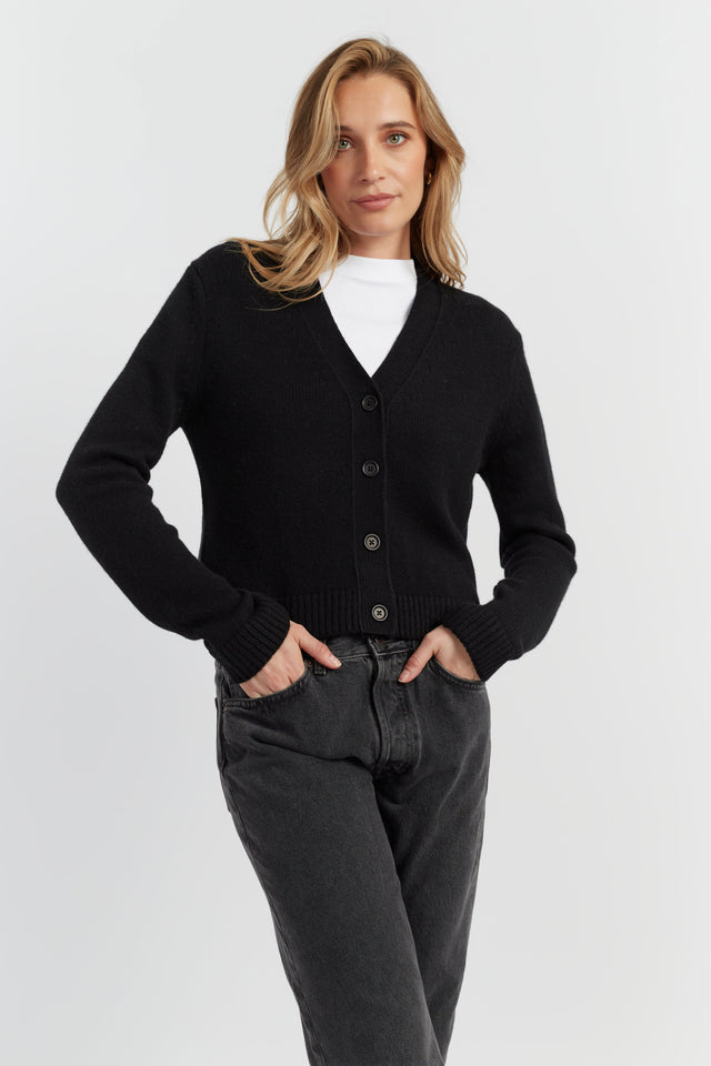 Black Pure Cashmere Cardigan image 1