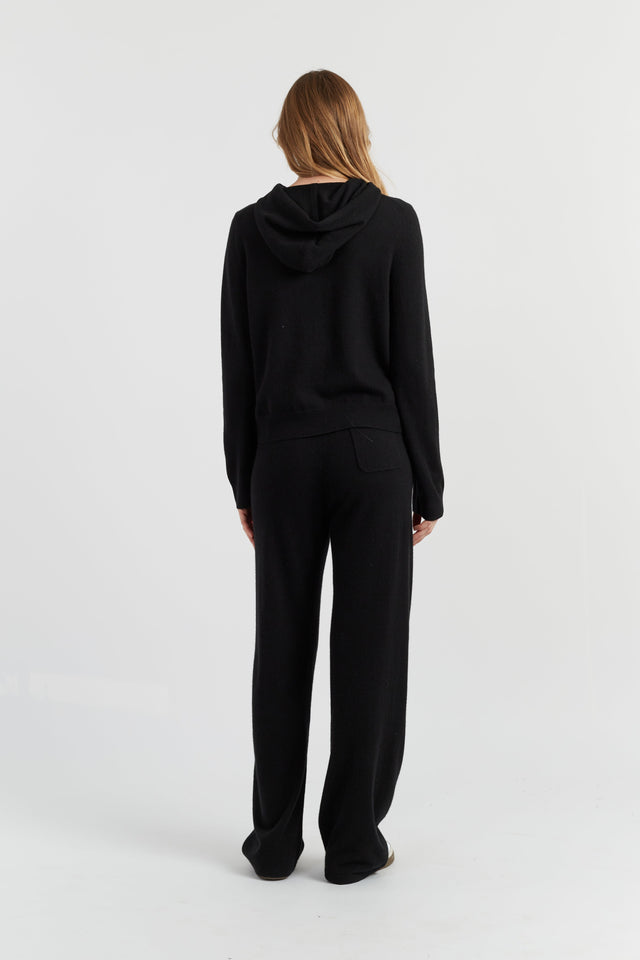 Black Pure Cashmere Zip Hoodie image 2