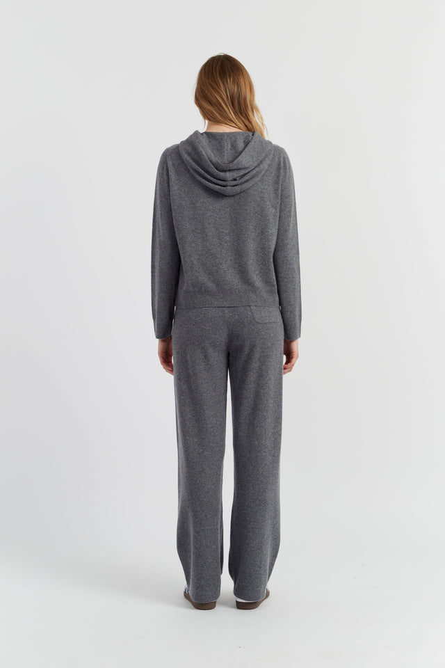 Grey Pure Cashmere Zip Hoodie image 2