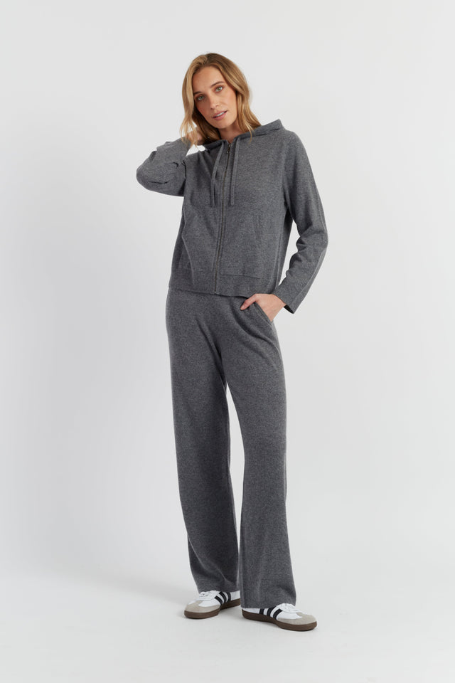 Grey Pure Cashmere Zip Hoodie image 3