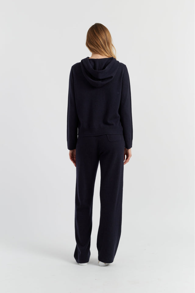 Navy Pure Cashmere Zip Hoodie image 2