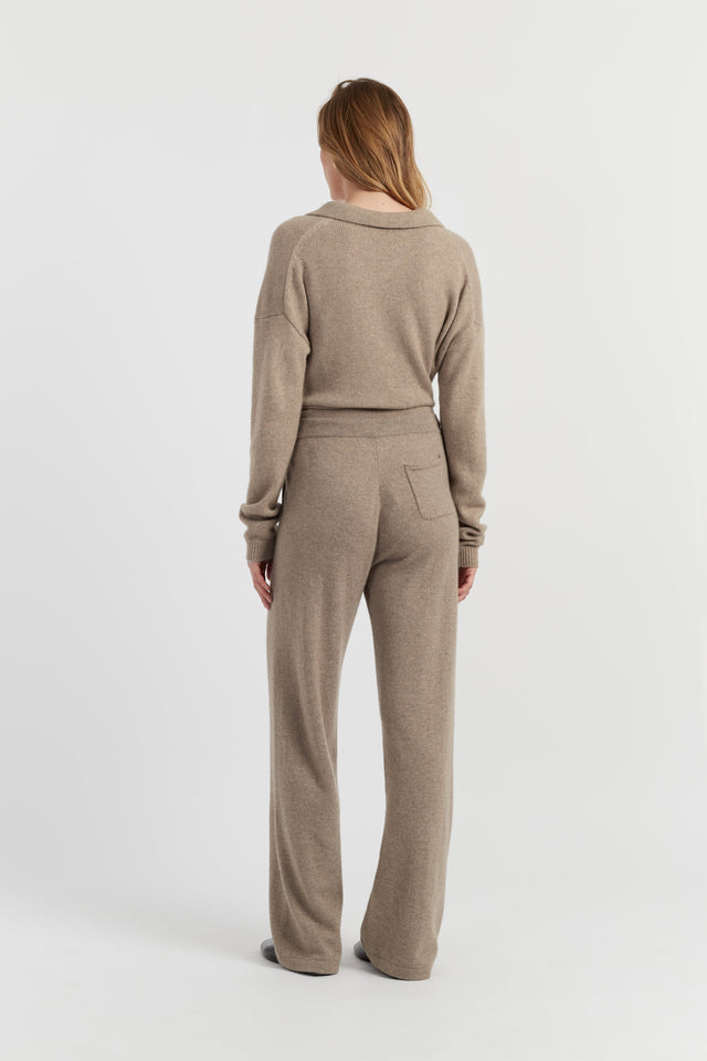 Warm-Oatmeal Pure Cashmere Wide-Leg Pants image 2