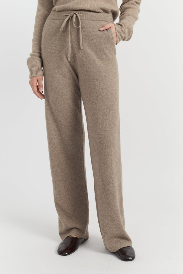 Warm-Oatmeal Pure Cashmere Wide-Leg Pants image 3