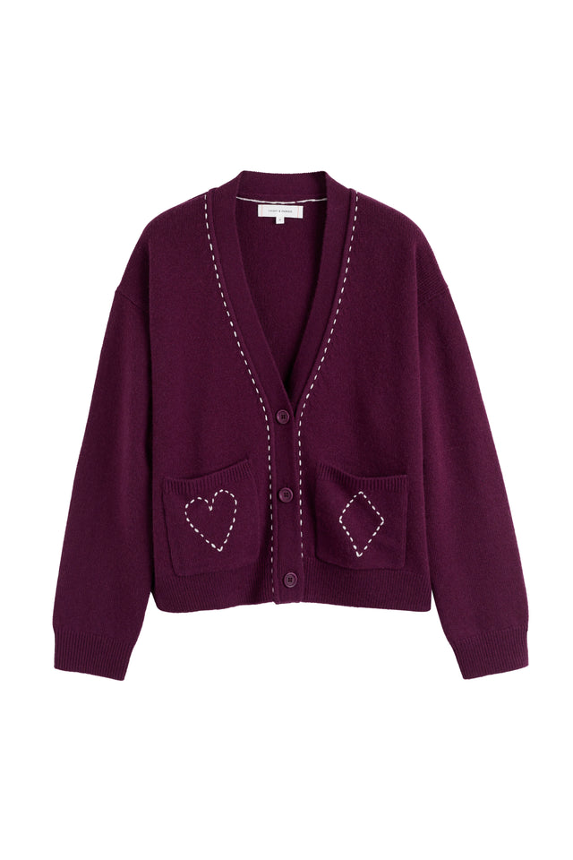 Mulberry Wool-Cashmere Queen of Hearts Cardigan image 4