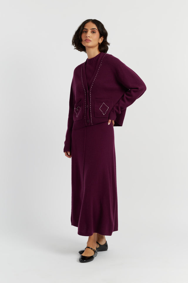 Mulberry Wool-Cashmere Queen of Hearts Cardigan image 3
