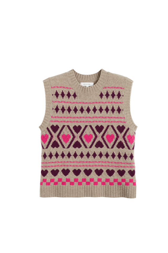 Warm-Oatmeal Wool-Cashmere Hearts and Diamonds Tank image 4