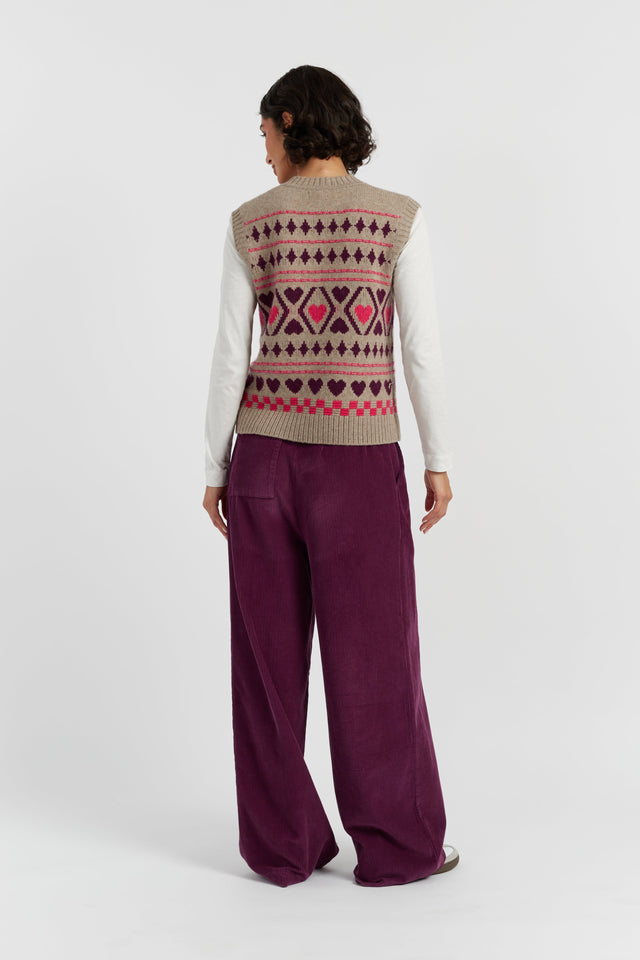 Warm-Oatmeal Wool-Cashmere Hearts and Diamonds Tank image 2