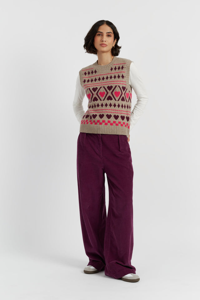 Warm-Oatmeal Wool-Cashmere Hearts and Diamonds Tank image 3