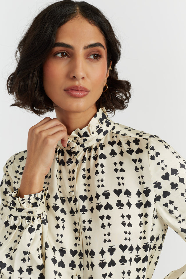 Cream Queen of Hearts Ruffle Shirt image 1