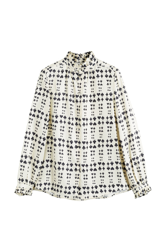 Cream Queen of Hearts Ruffle Shirt image 6