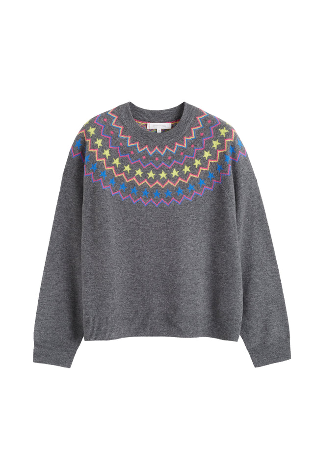 Grey Wool-Cashmere Star Yoke Sweater image 4
