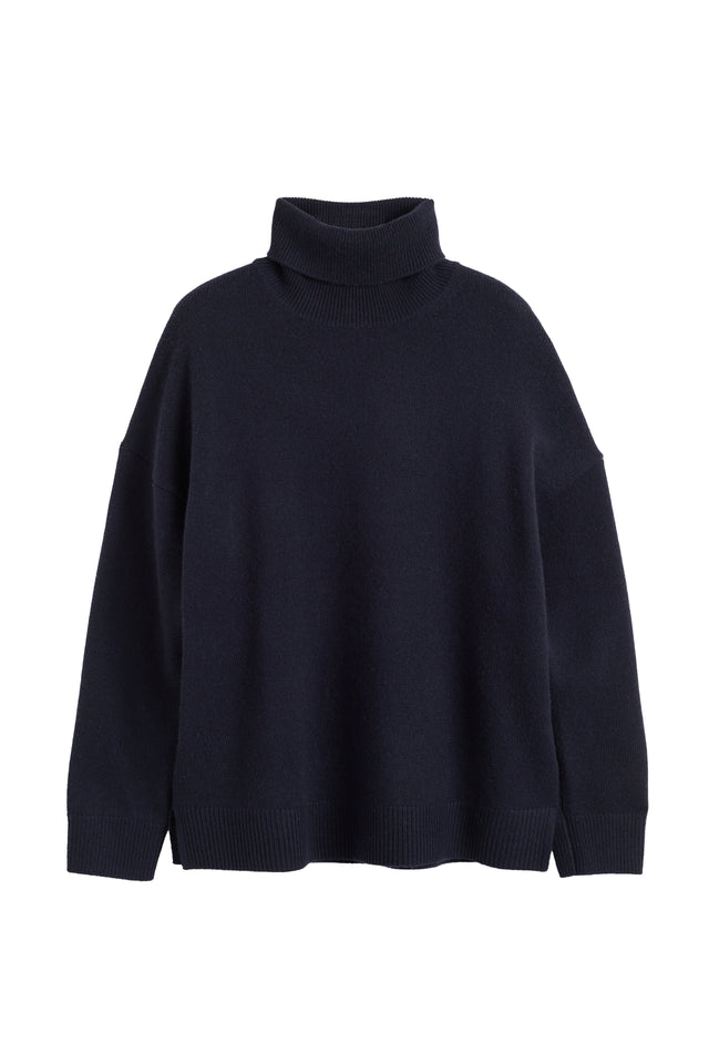 Navy Wool-Cashmere Elbow Patch Rollneck Sweater image 4