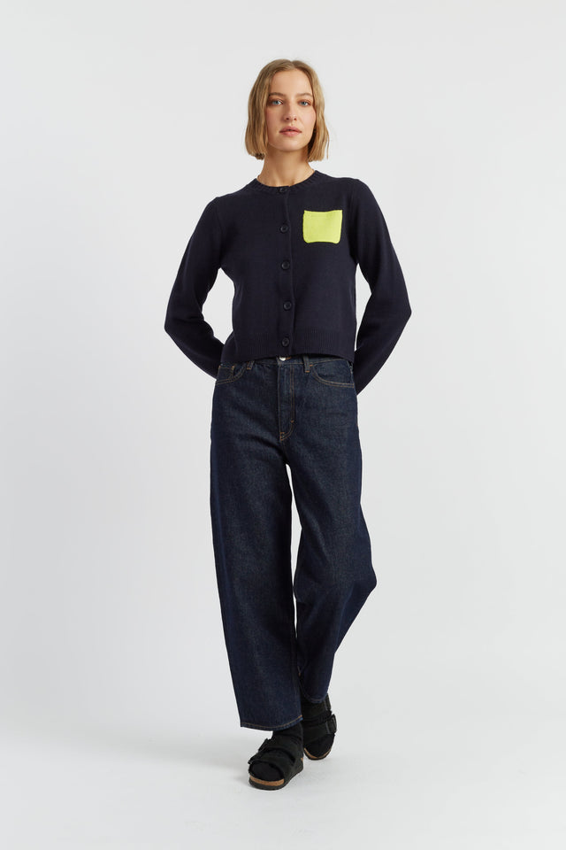 Navy Wool-Cashmere Pocket Cardigan image 2