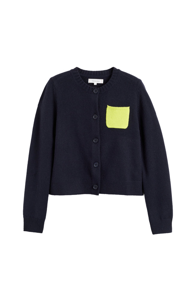 Navy Wool-Cashmere Pocket Cardigan image 4