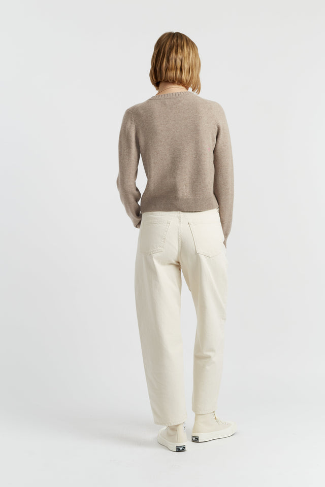 Warm-Oatmeal Wool-Cashmere Pocket Cardigan image 3