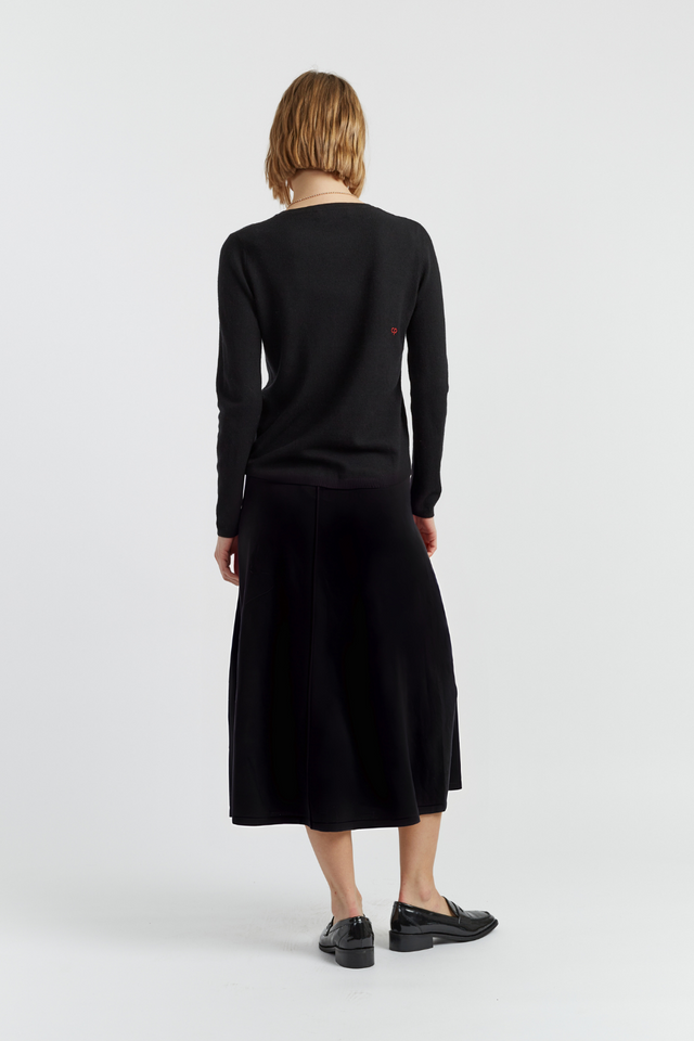Black Wool-Cashmere Heart Breton Sweater image 3