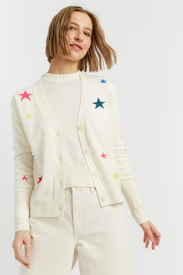 Cream Wool-Cashmere Star Cardigan image 1
