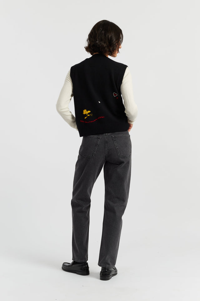 Black Wool-Cashmere Snoopy Anniversary Tank image 3